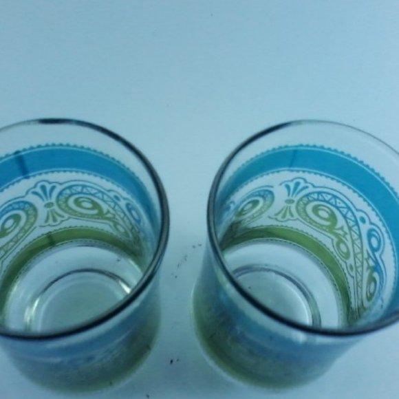 Vintage Two Libbey blue and green swirl design  Juice glasses - Picture 6 of 8